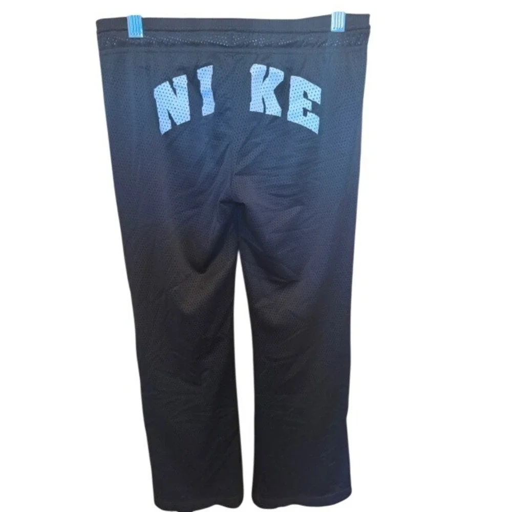 Nike Kids Track Pants Snap Button Side Logo Athletic Black Blue Size M‎